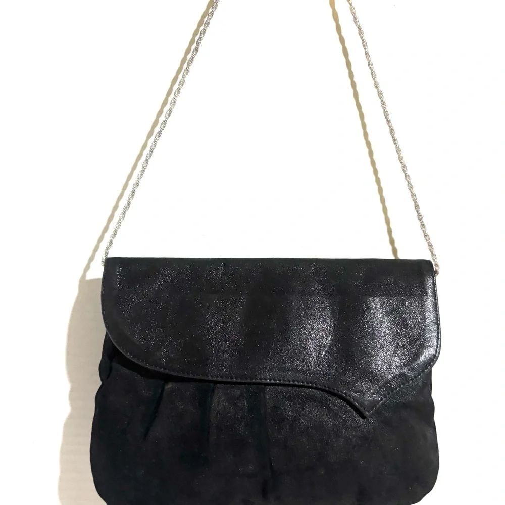 Melanie dizon Elegant Black suede leather Women's Shoulder Bag